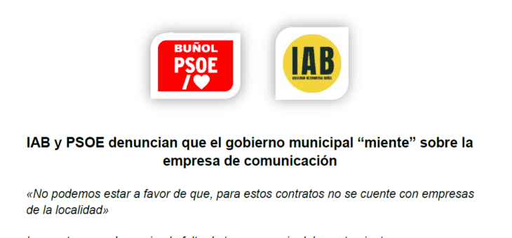 IAB y PSOE denuncian que el gobierno municipal “miente” sobre la empresa de comunicación